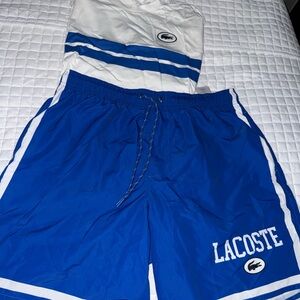 Lacoste Men's Athletic Blue and White Shorts